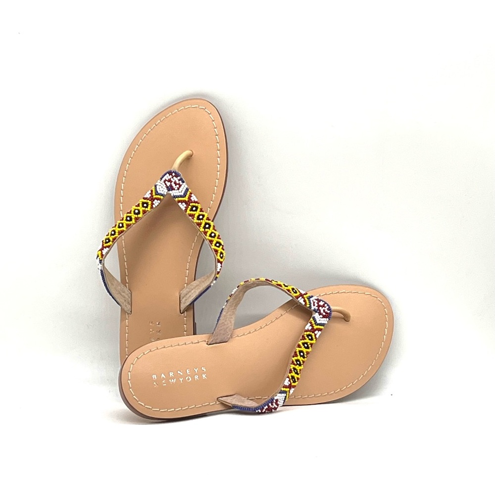 Barneys New York Yellow Tan Sandals with Braided Straps